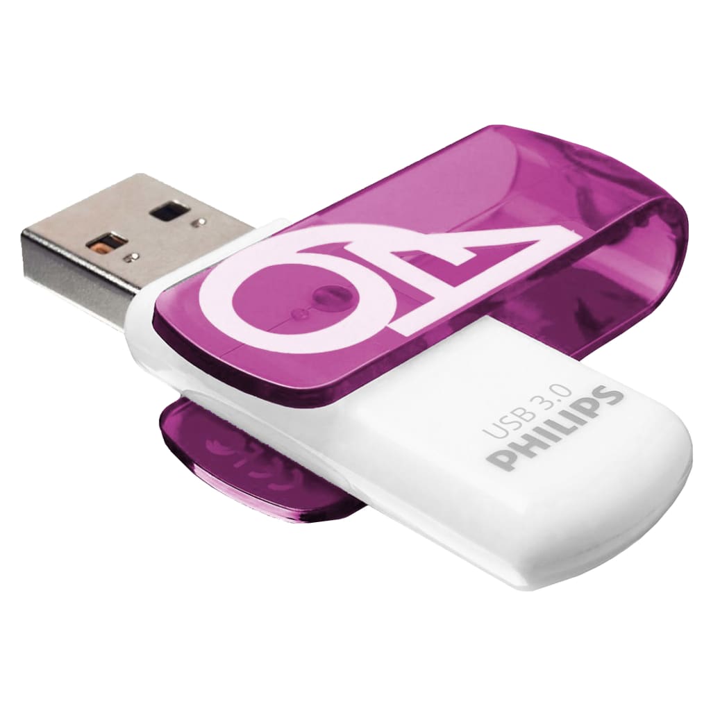 Clé USB 3.0 Vivid 64 Go Blanc et violet Philips