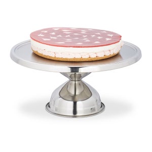 Relaxdays Plat à gâteau sur pied, assiette en verre, plateau service rond,  tartes et gâteaux, HxD : 9x30 cm, transparent
