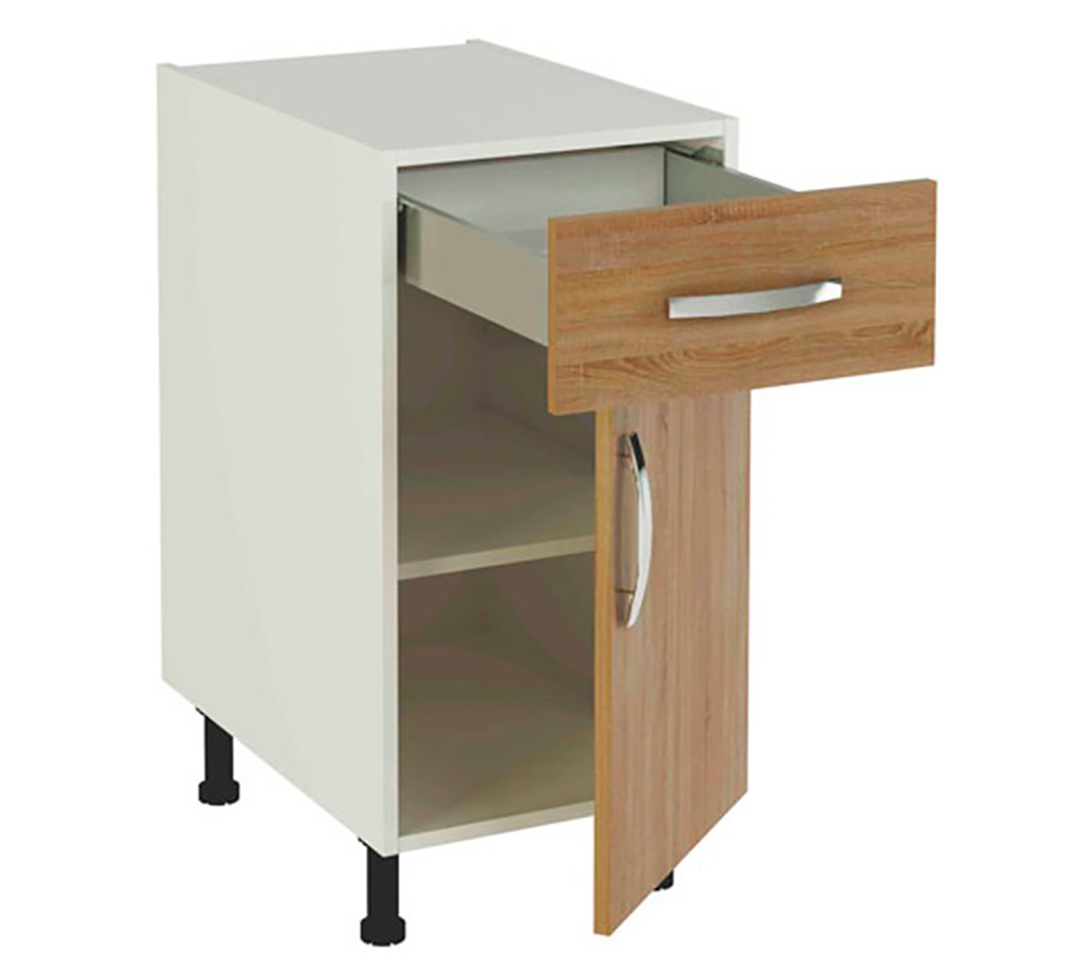 Meuble Armoire De Cuisine 2 Porte + 1 Tiroir Coloris Chêne Cortez