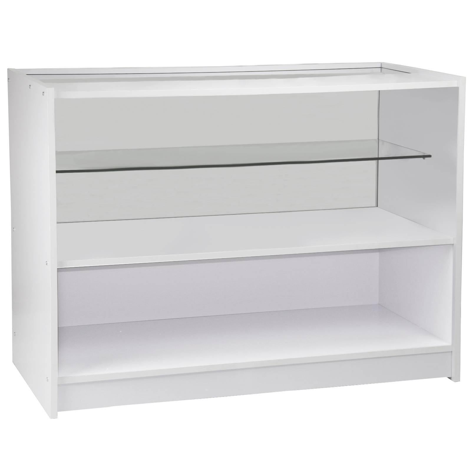 Bancone Cassa Per Negozio Abbigliamento – Bianco Marmorizzato, Con Cassetto E Ripiani, 100 Cm!