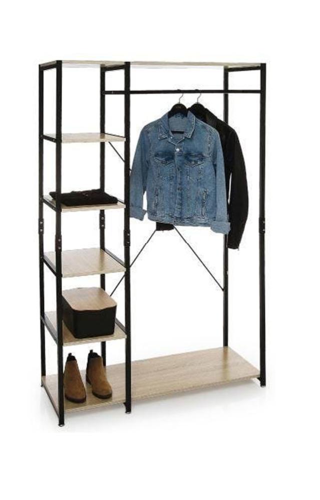 Penderie avec 5 étagères en bois et métal Longueur 100 x Profondeur
