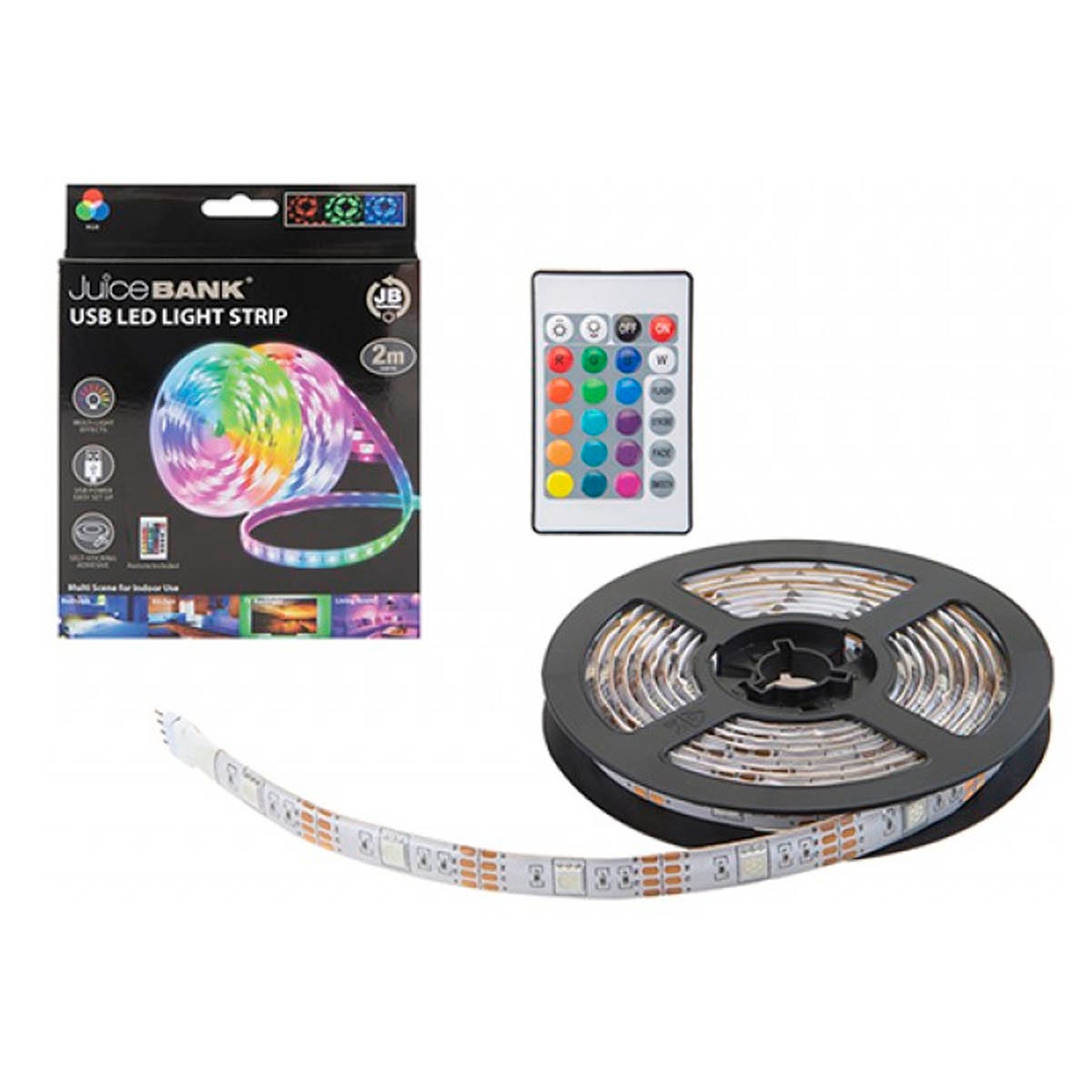 Bande LED Usb 60 ampoules avec télécommande 16 couleurs 2m