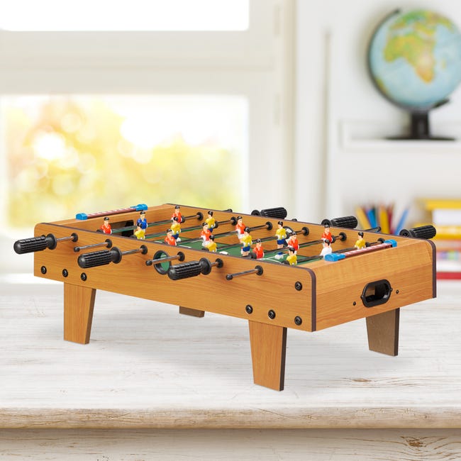 Relaxdays Baby-foot mini baby-foot de table enfants adulte jeu de table  soccer de voyage lxP 69 x 37 cm, vert-marron