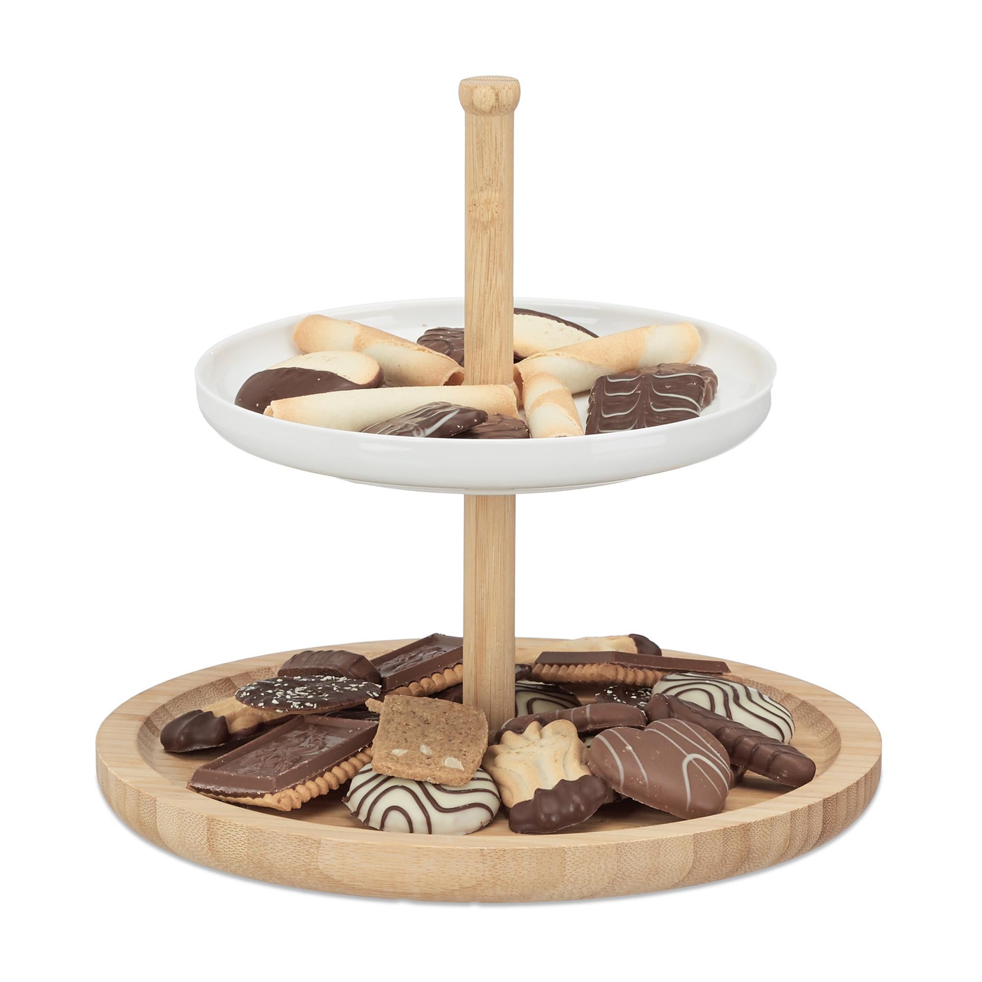 Alzata Per Dolci A 3 Piani In Vetro E Ferro - Design Vintage Oro, H 33 Cm, Per Muffin E Stuzzichini