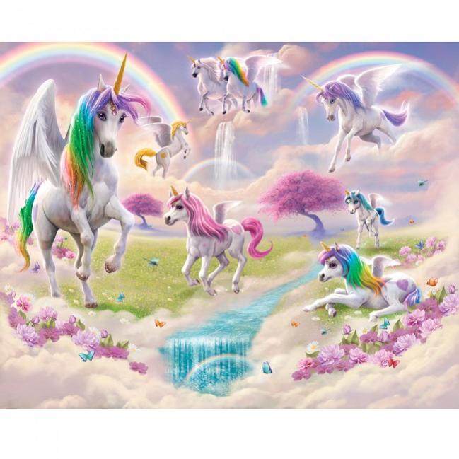 Papier Peint Mural Enfant Licornes 305x244 Cm Leroy Merlin