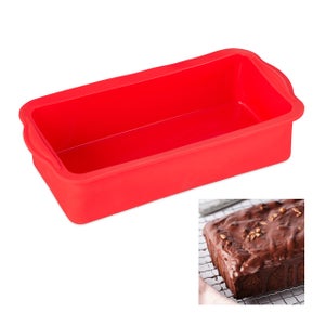 Relaxdays Moule à gâteaux rond 25 cm en silicone antiadhésif rouge  résistant chaleur pro tarte quiche, rouge