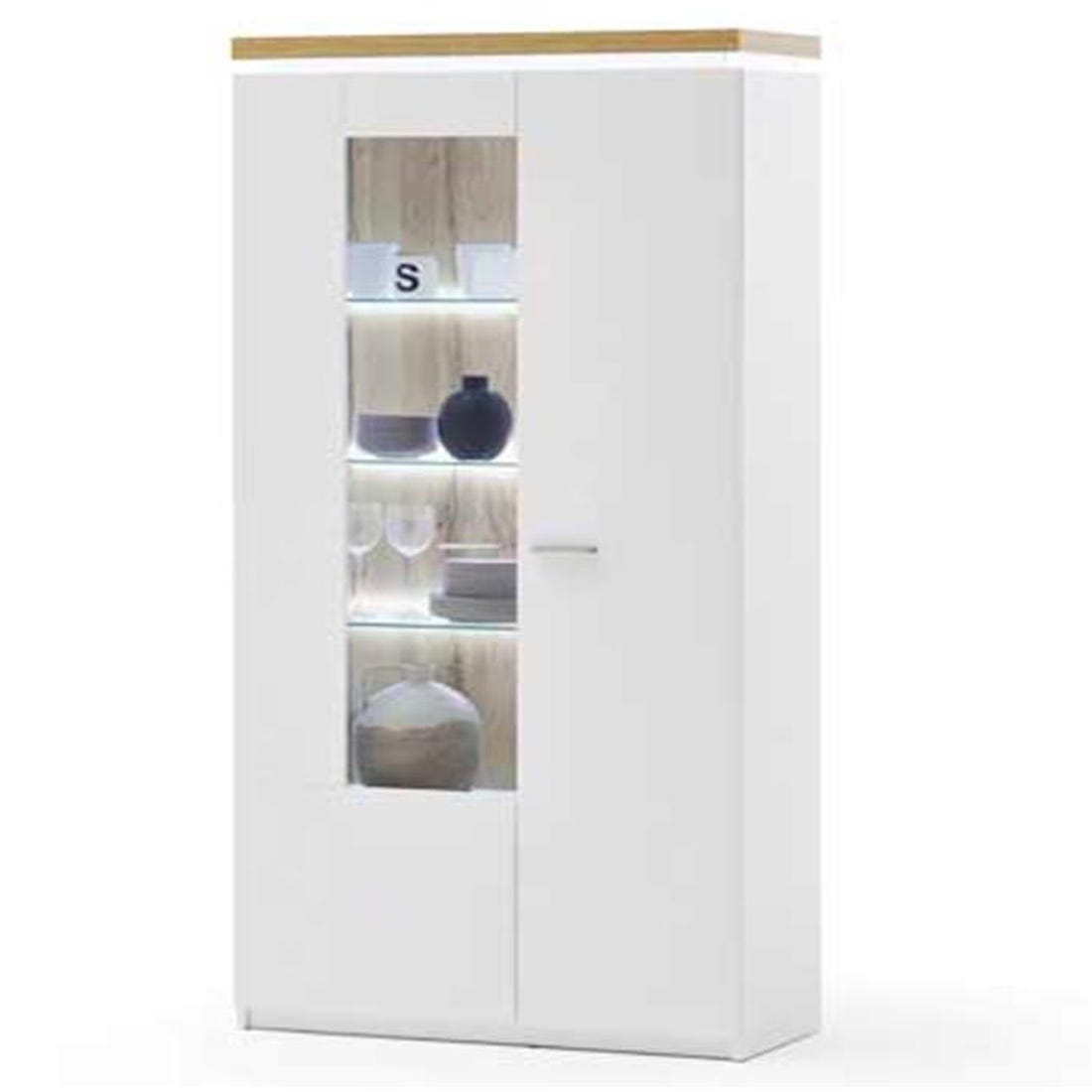 Vitrine / armoire coloris blanc avec LED - Longueur 88 x Hauteur 197 x  Profondeur 38 cm