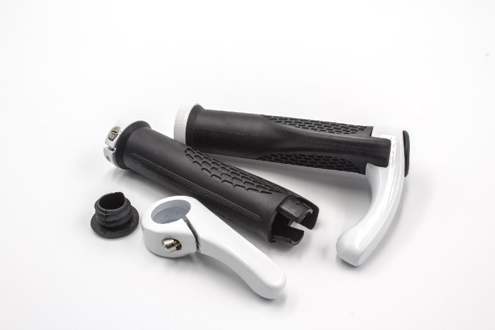 Vhbw 2x Poignées de guidon pour vélo et VTT - Poignee avec cornes bar-ends,  ergonomique, noir / blanc