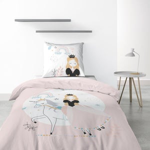 TODAY Parure de lit Enfant Kids First 1.15 - 1 personne - Housse de couette  140 x 200 et 1 taie 63 x 63 cm - Imprimé blanc