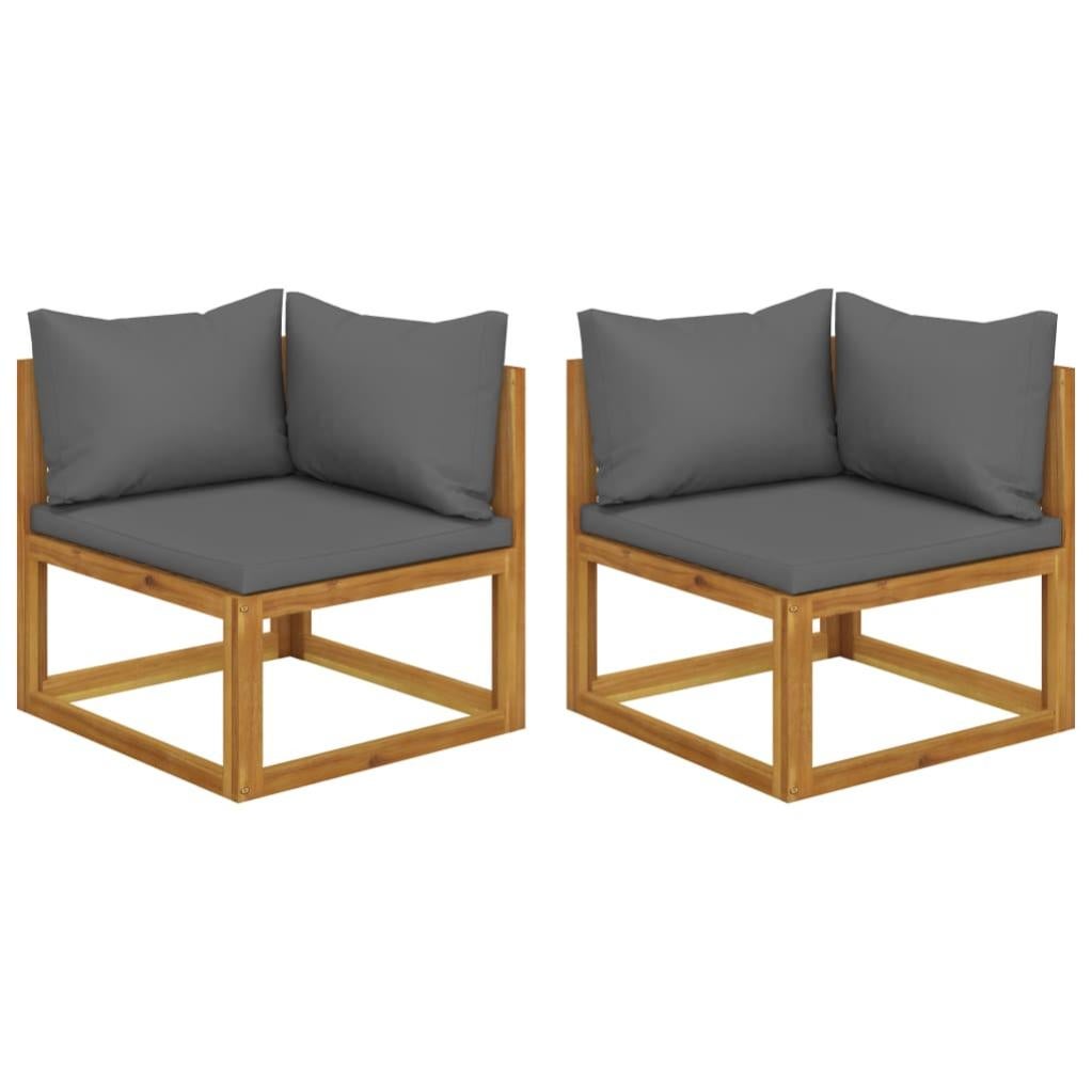 VidaXL Set Divani Da Giardino In Bambù 2 Pezzi Con Cuscini Grigio Scuro - Angolare E Modulabile