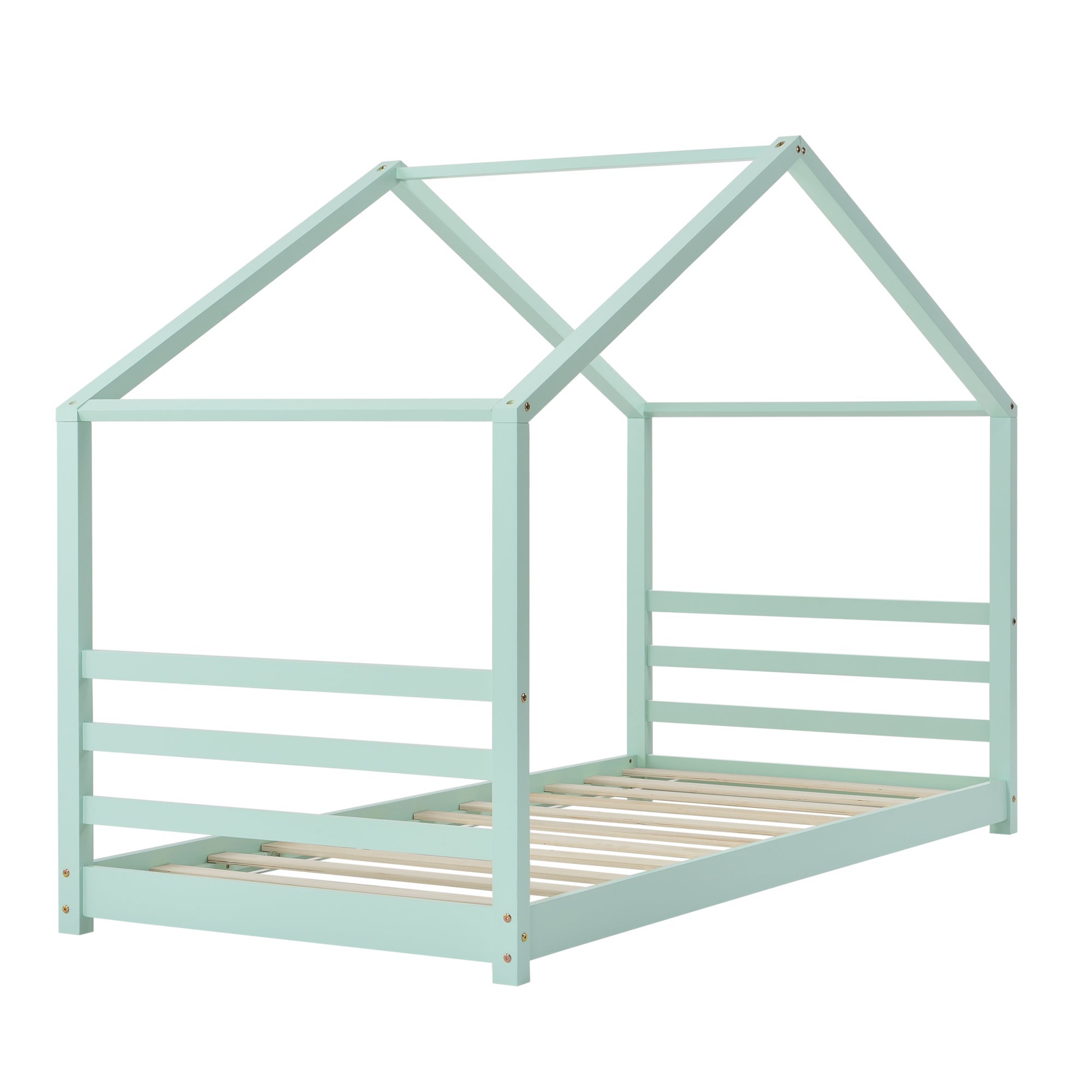 Lit cabane enfant 90x200 cm avec 2 tiroirs, grille de protection, blanc -  Conforama