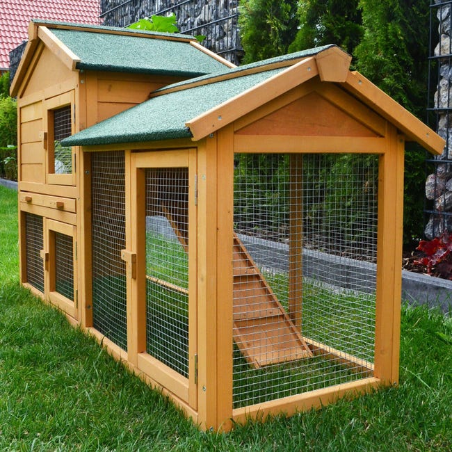 Cage clapier enclos lapin extérieur en bois de haute qualité pour lapins  118 x 63 x 118 cm-modèle 034 villa de ville