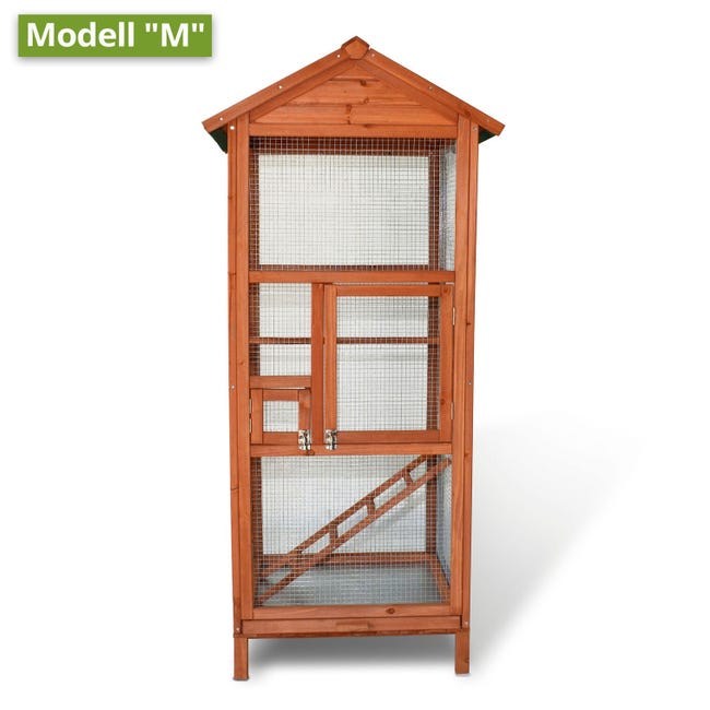 Volière - Cage à oiseaux en bois de haute qualité 72 x 63 x 168 cm  extérieur et intérieur - BB LOISIR