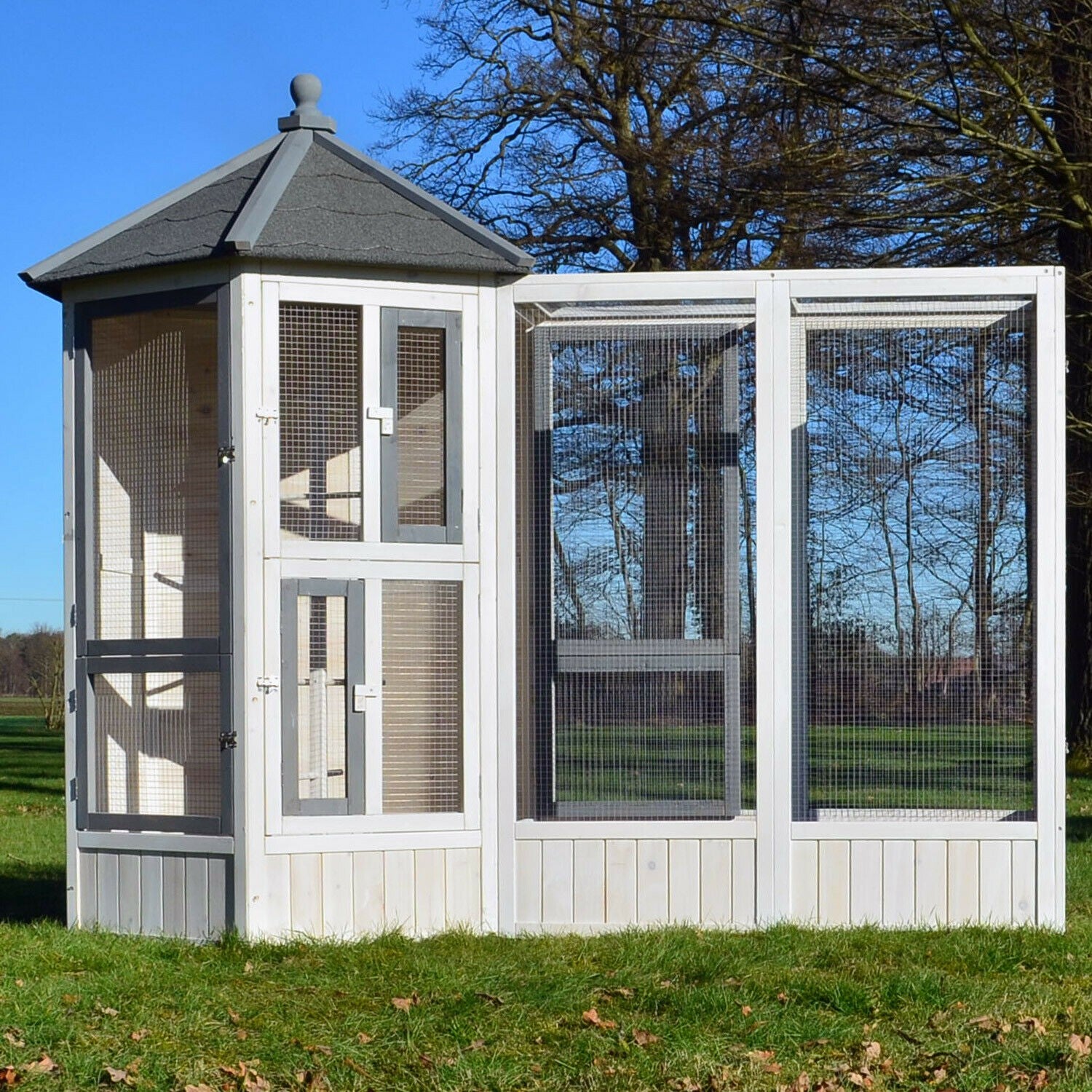 Volière - Cage à oiseaux en bois de haute qualité - Maison principale +  Extension – Modèle ''Luise 309+310'' - BB Loisir