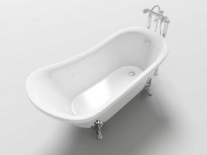 Vasca da bagno freestanding classica 170x72 Piedini cromo a zampa di leone  regolabili Samantha