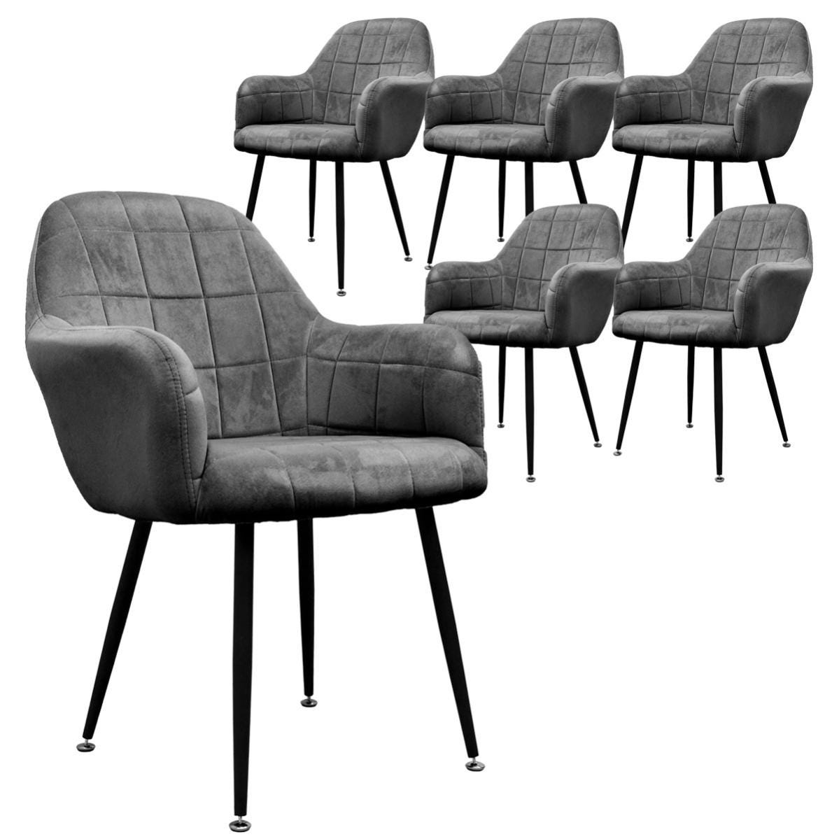 6x chaises salle à manger tendance rétro fauteuil velours pieds métalliques noir 6x chaises salle à manger tendance rétro fauteuil velours pieds métalliques noir