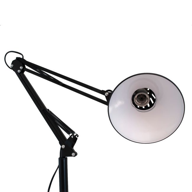 Lampe de bureau flexible liseuse lampe de table avec pince à vis - culot  E27 - noir