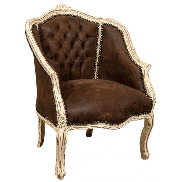 Biscottini Poltrona e cadeira de quarto 80x57x63 cm | Poltrona de quarto  com acabamento natural | Poltrona Marro