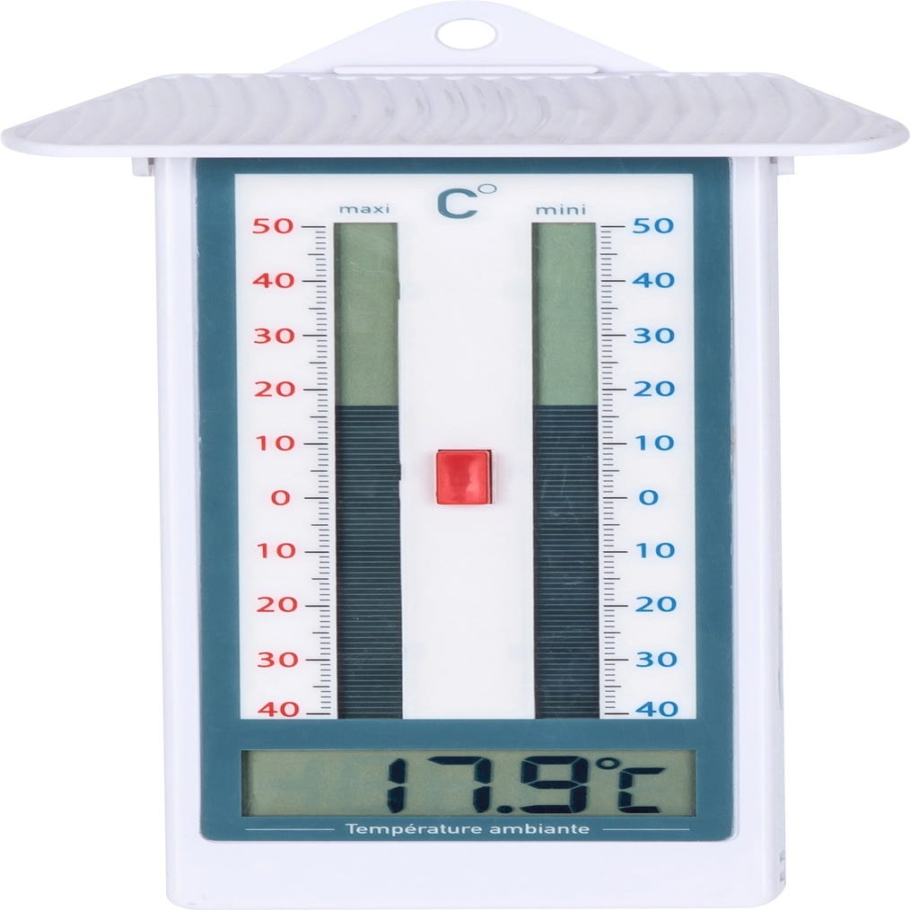 FISHTEC Thermomètre Mini Maxi Numérique et Analogique - Thermomètre  Extérieur pour Jardin - Lot de 2 - Affichage Digital - Températures  extrêmes (-40 °C / +50°C) - 22 cm x 9 cm - Beige & Vert : :  Commerce, Industrie et Science