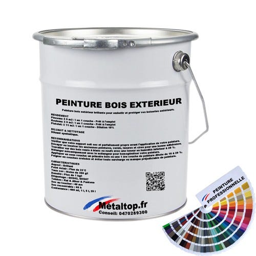Peinture Bois Exterieur - Metaltop - Blanc pur - RAL 9010 - Pot 5L
