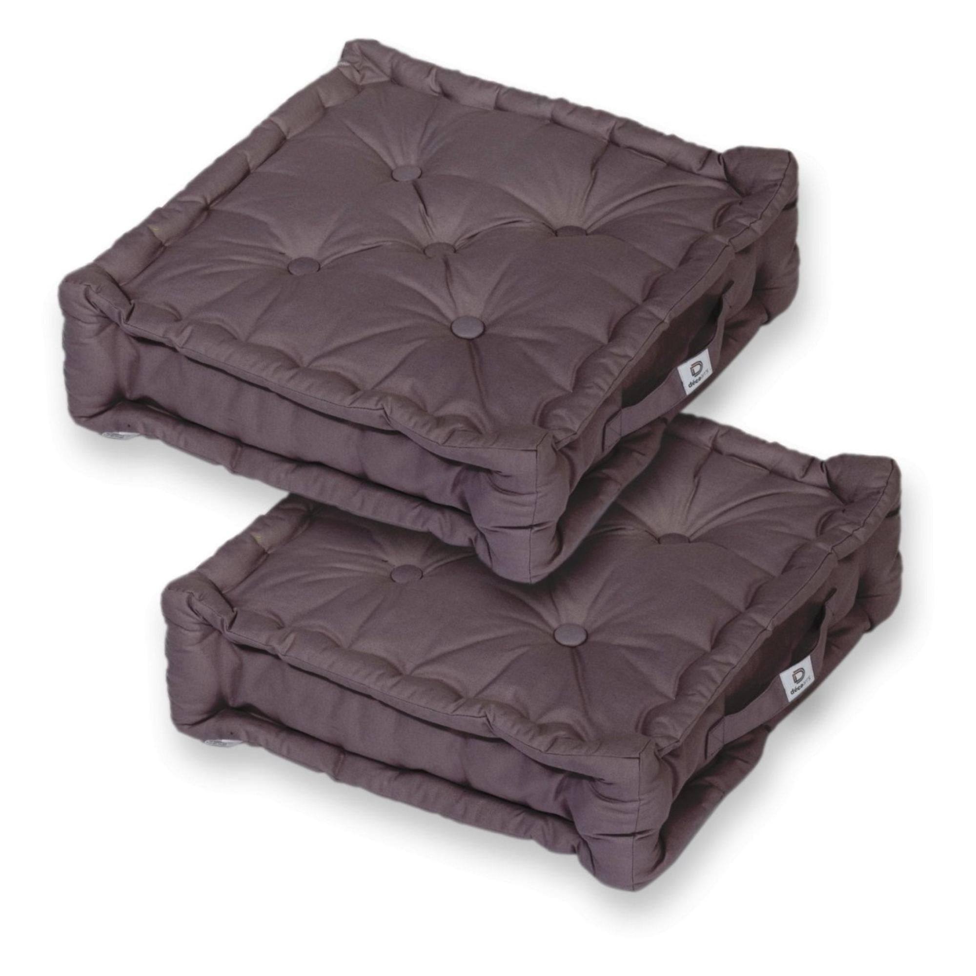 Cuscino Da Pavimento Quadrato 50x50 Cm – 100% Cotone, Imbottitura In Cotone Riciclato, Grigio, Con Manico, Certificato OEKO-TEX