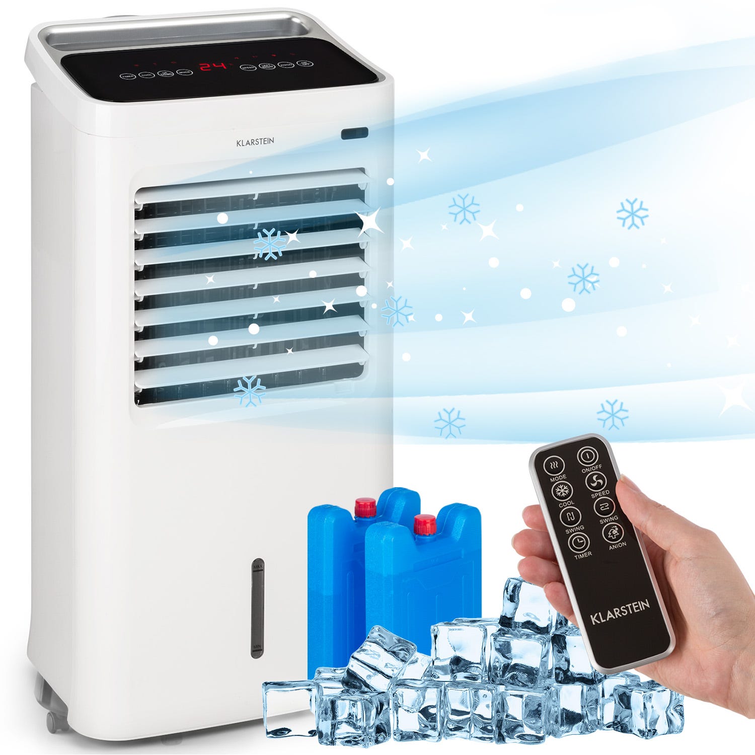 Rafraîchisseur d'air - Klarstein - Ventilateur humidificateur d'air -  refroidisseur d'air - silencieux - 9 L - Blanc