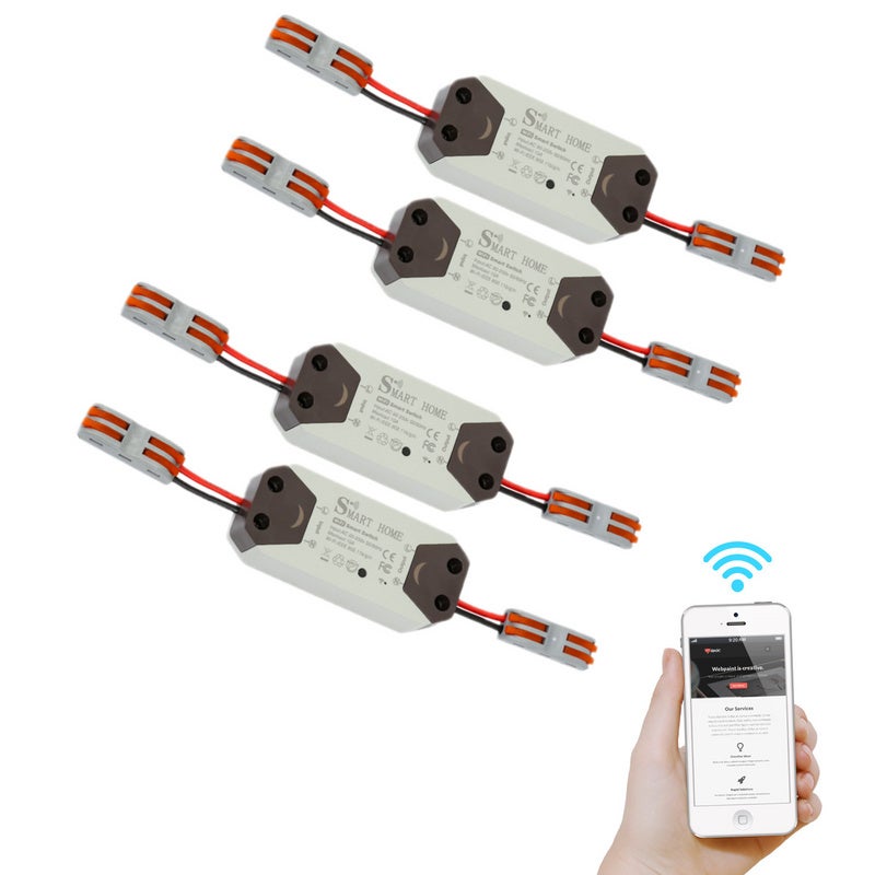4x Interruttore di controllo APP Interruttore Wifi per  Alexa WIFI  Smart tramite interruttore della luce