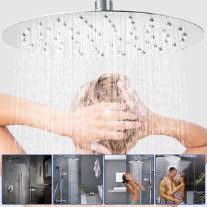 Proox Pommeau de douche double avec valve intégrée, haute pression 6  réglages pour couple sur salle de bain ou simple sur baignoire – Nickel  brossé
