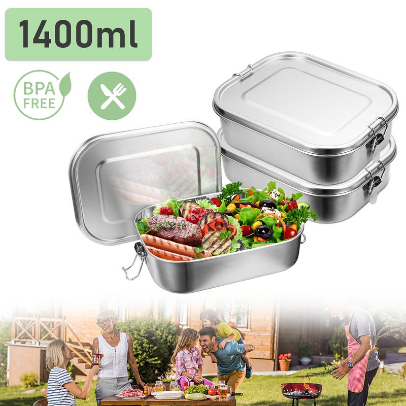 2x 1400 ml lunch box in acciaio inox lunch box in acciaio inox lunch box  scuola materna senza BPA