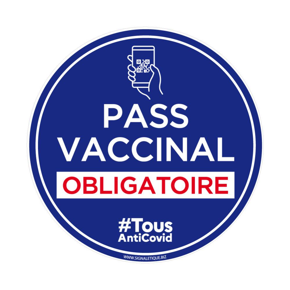 Panneau Pass Vaccinal Obligatoire Rond Bleu Diamètre 350 Mm Matière