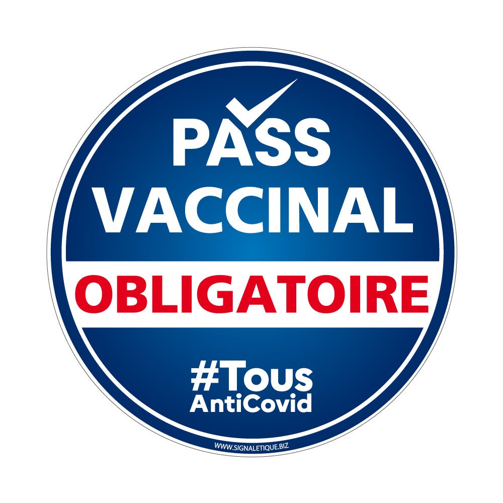 Panneau Pass Vaccinal Obligatoire Rond Bleu Diamètre 200 Mm Matière