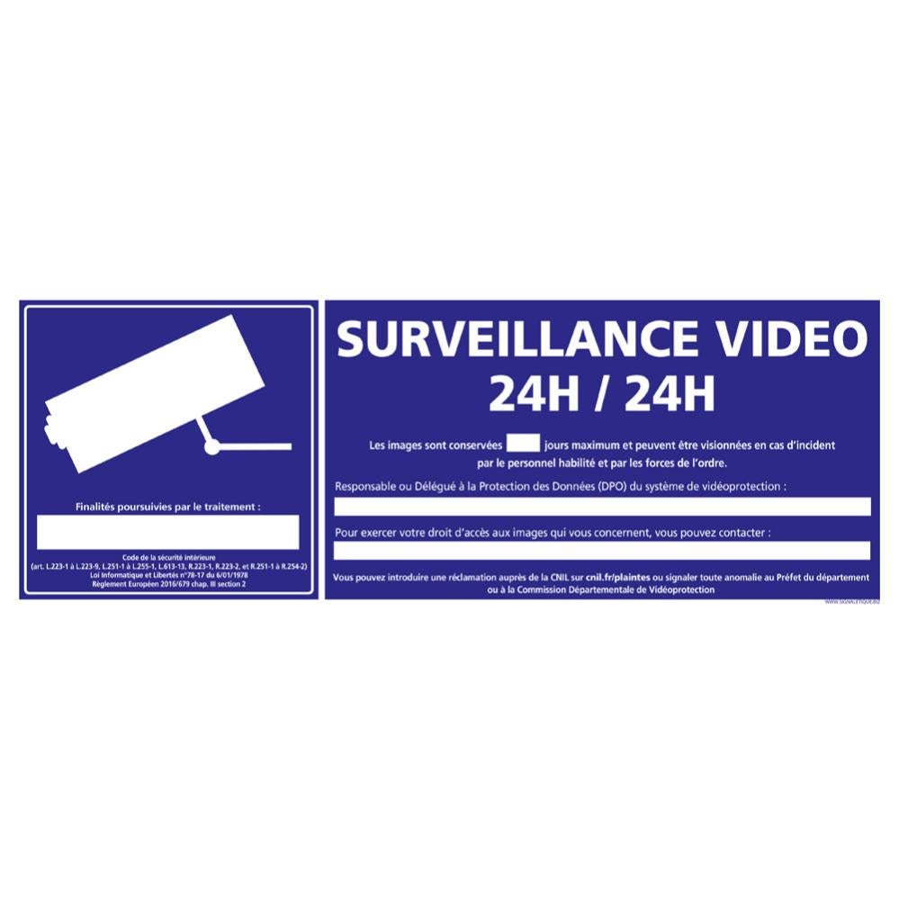 Plaque De Porte Espace Sous Surveillance, 170x50 Mm (17x5 Cm), Adhésif Aspect Aluminium Brossé