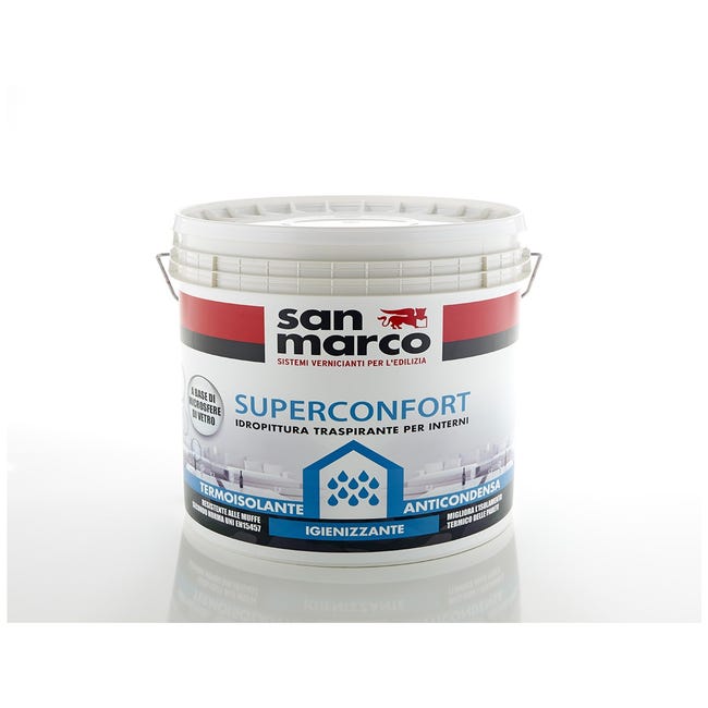 San Marco SUPERCONFORT Peinture d'intérieur ANTI-CONDENSATION  THERMO-ISOLANT Respirant ANTI-MOISISSURE couleur: blanc contenance: 1 LT.