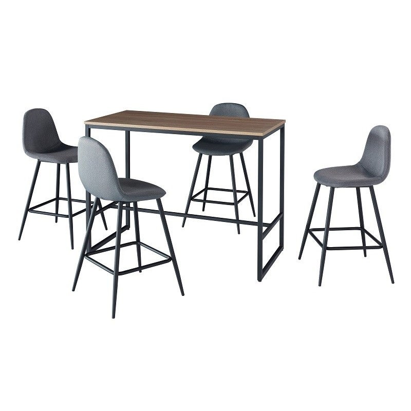 Table de bar et 4 chaises hautes en métal vert sauge - RETIF