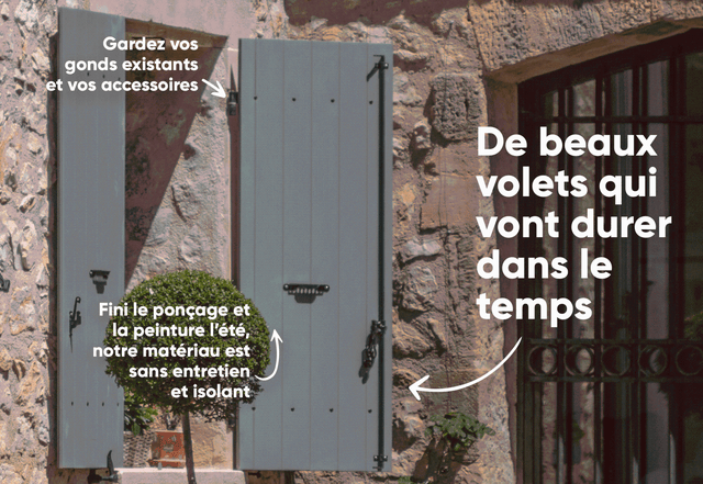 myVolet - Kit volet battant sans entretien - Prêt à assembler - 2VT - H158cm - L96cm