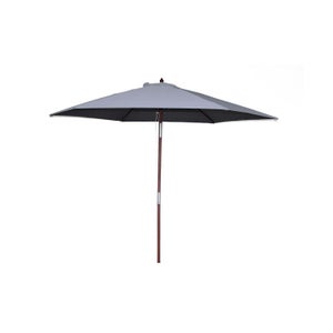 Parasol rond en bois inclinable toile grise CANCUN