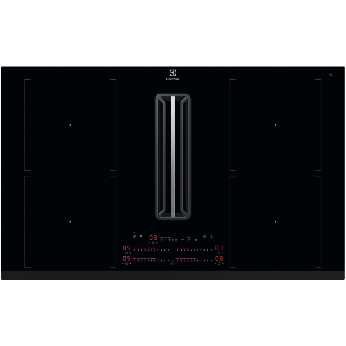 Plaque induction aspirante 4 foyers Verre Noir ELECTROLUX KCC84450 - Oskab