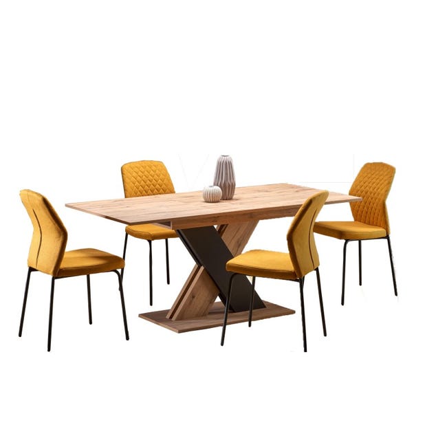 Table à manger extensible 130-175 x 85 x 76 cm - Chêne wotan/Noir