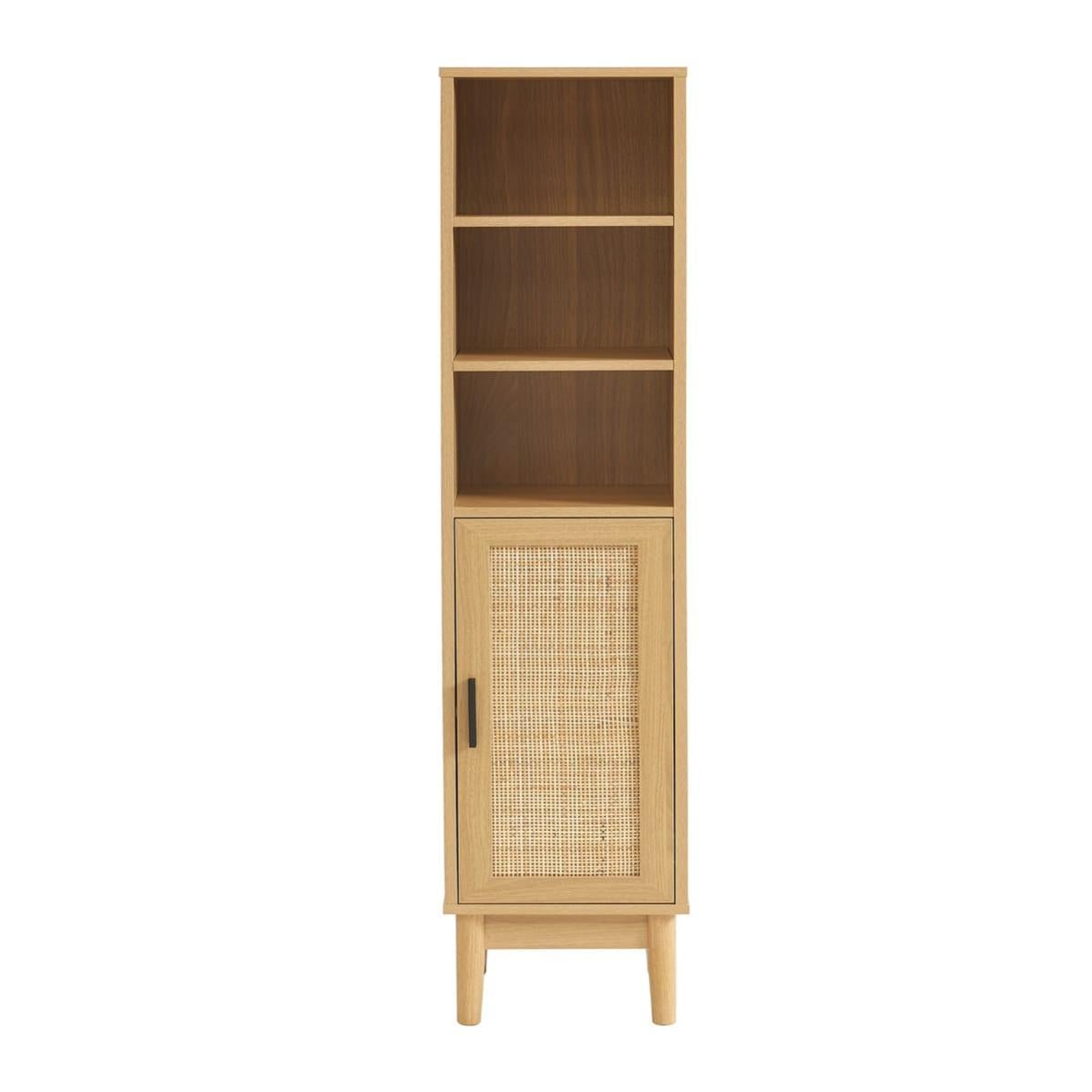 Coiffeuse Bois Demi Colonne Salle De Bain BAÏTA AMANA - Cannage Rotin Et Effet Chêne, 3 Tiroirs, L30 X P29.5 X H100.5cm Tiroirs Storage Coiffeuse Bois Demi Colonne Salle De Bain BAÏTA AMANA - Cannage Rotin Et Effet Chêne, 3 Tiroirs, L30 X P29.5 X H100.5cm Tiroirs Storage