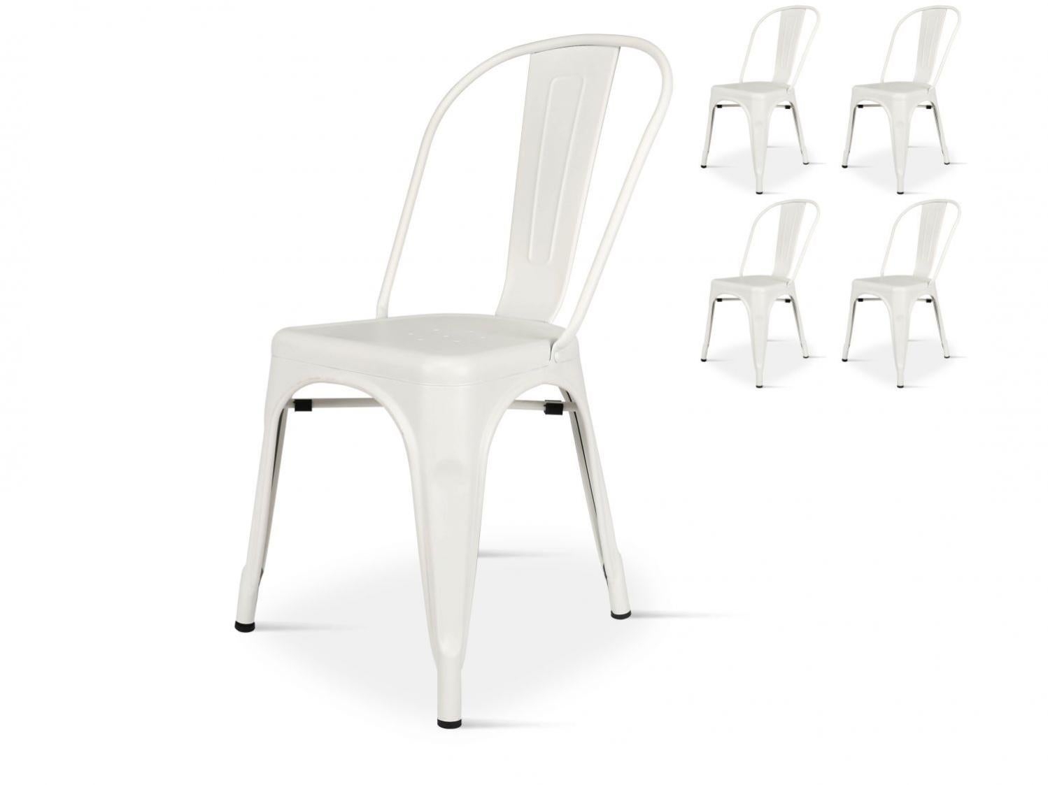 KOSMI Industriestühle Set – 4 Stück, Schwarz Matt, Mit Hellem Holzsitz & Armlehnen, Stapelbar, Für Küche & Esszimmer