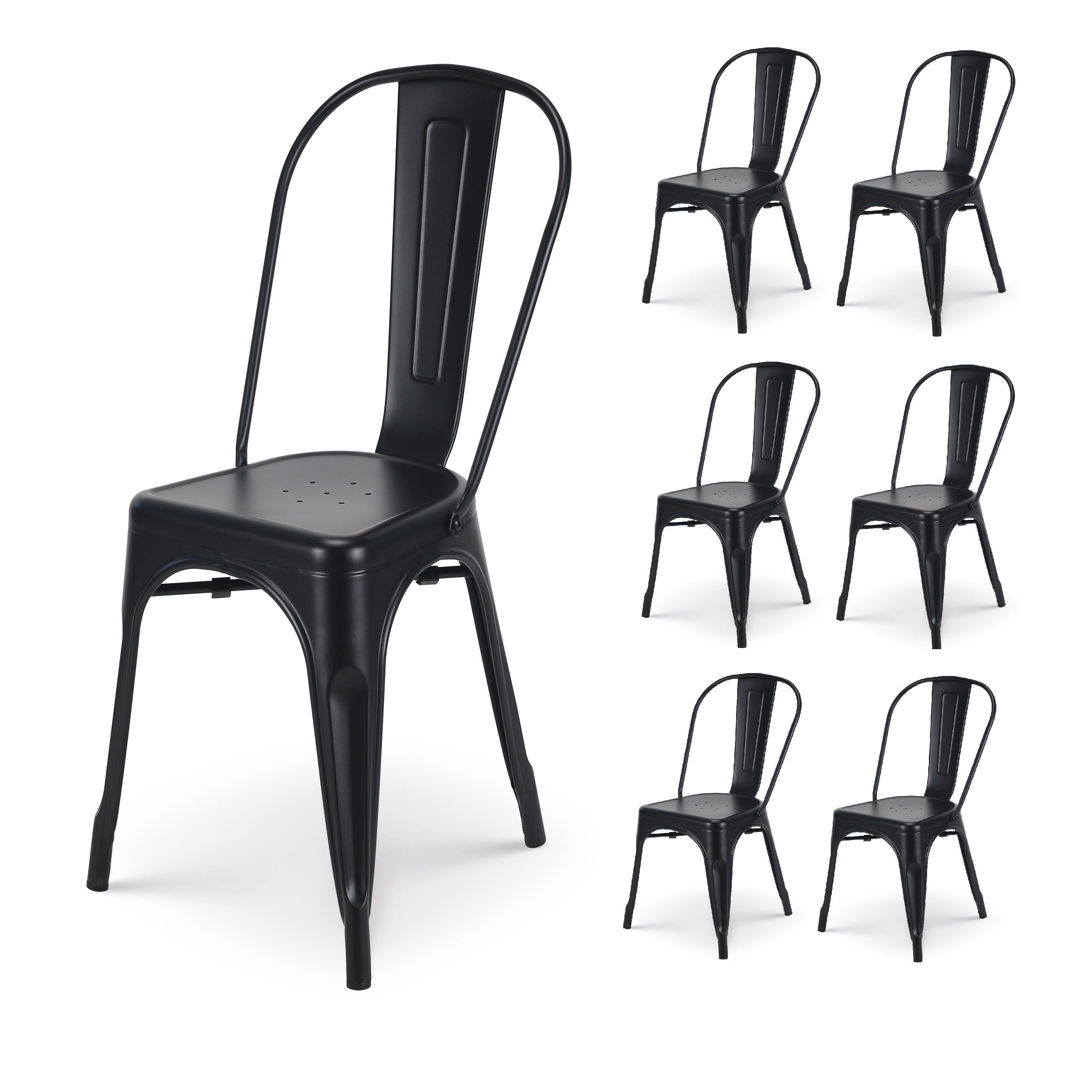 KOSMI - Set di 6 Sedie in Metallo Nero Nero Opaco Stile