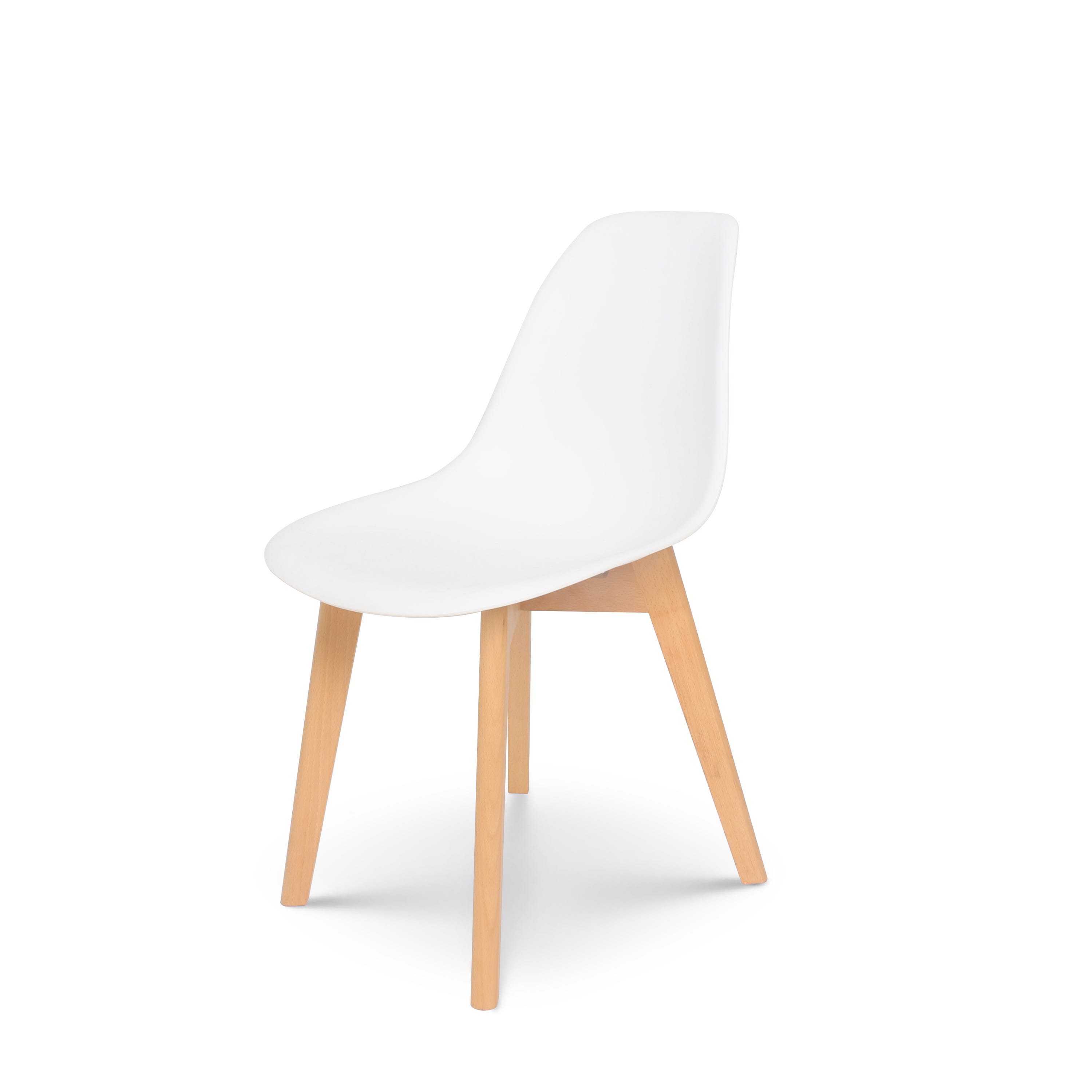 Chaise scandinave blanche GABBY - Coque en résine et pieds en bois naturel