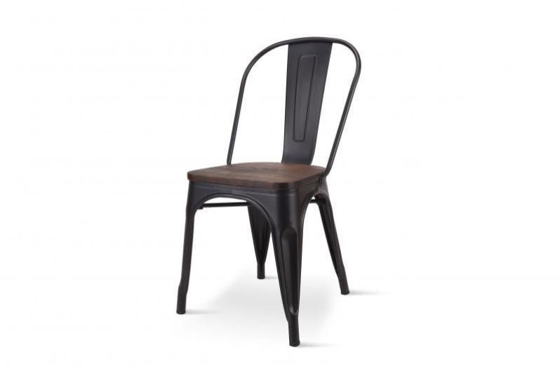 KOSMI - Set Di 4 Sedie In Metallo Bianco Opaco E Seduta In Legno Chiaro