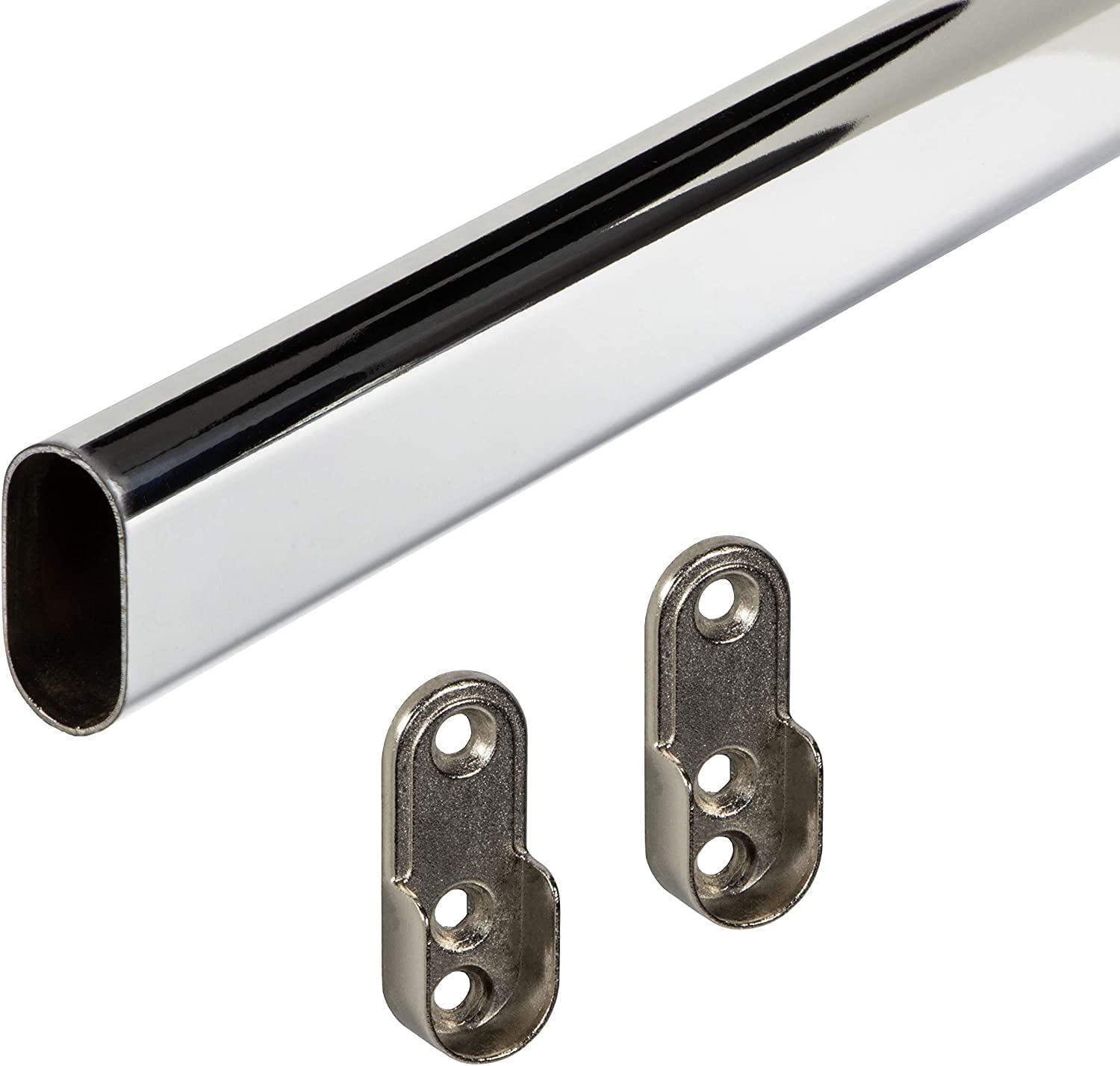 Tubo Appendiabiti Ovale 2 Metri - Cromato, Per Guardaroba Con Supporti - Foto 10