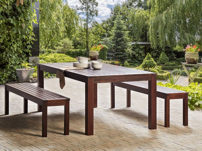 Beliani Table de jardin en bois eucalyptus foncé 180 x 100 cm