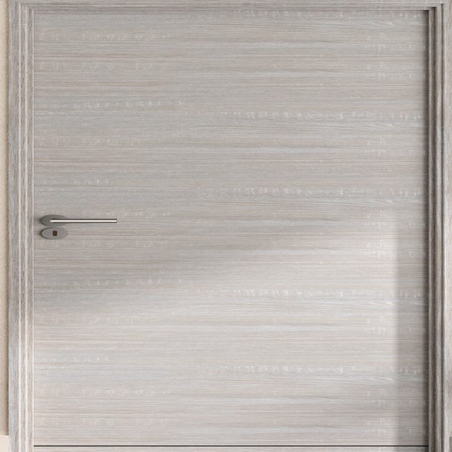 Bloc Porte ajustable décor chêne taupe VÉRONE - poussant Droit/poignée à  gauche - H 204 x L 73 cm