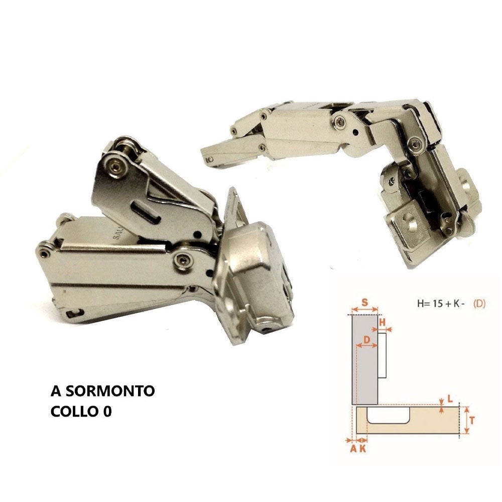 Evotrade 2x Cerniere Mobili Anta Scolapiatti Apertura 180° (reali 165)  Variante Ammortizzata - BASETTE INCLUSE