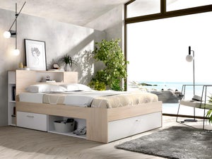 NITCA Cadre de lit avec tiroirs lit 140x190 avec Rangement lit