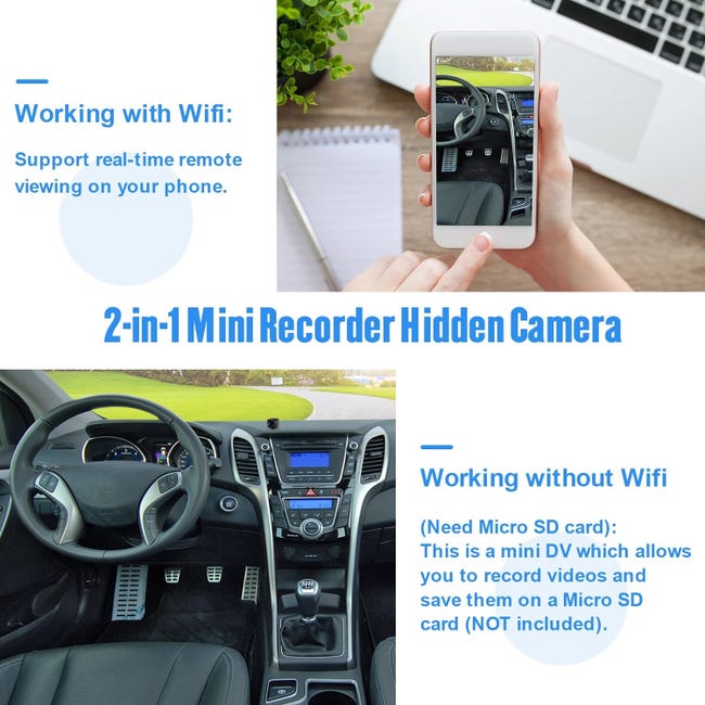 Camera pour voiture carte micro sd HD enregistreur nocturne vision