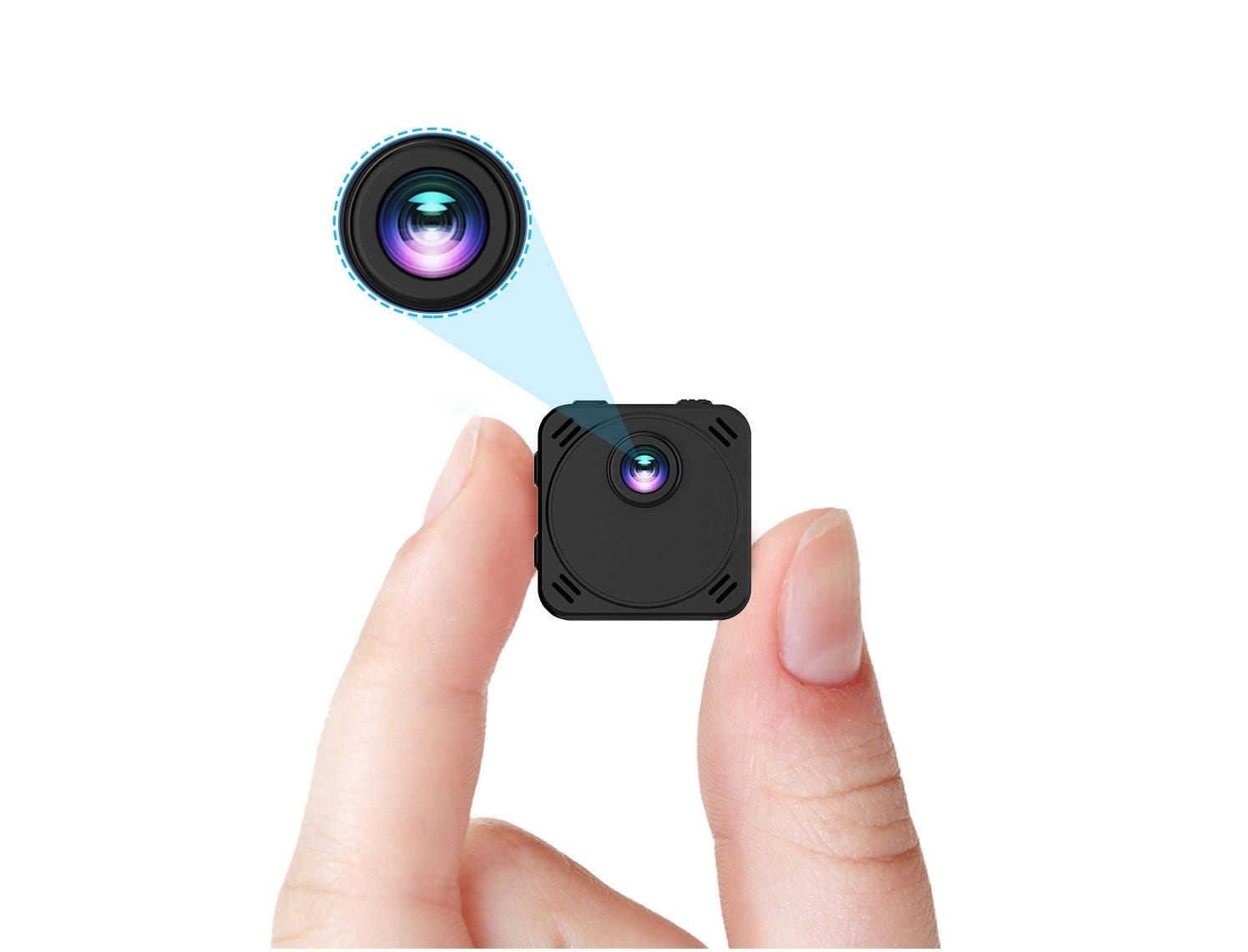 Mini caméra de surveillance infrarouge intelligente sans fil vision 170° HD  1080P WIFI et DV, jour/nuit + carte mémoire micro SD 128GO